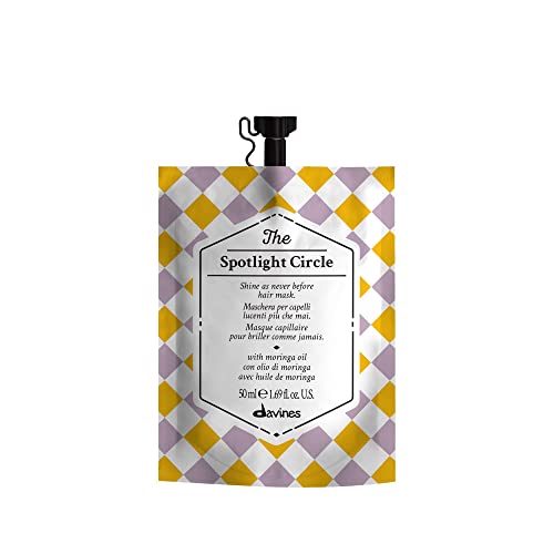 Davines The Spotlight Circle, Extra Shine Boosting Hair Mask - Polishes & Smooths for Glossy Color - Moringa Oil Formula Illuminates Dull Hair Weightlessly, 1.69 Fl Oz