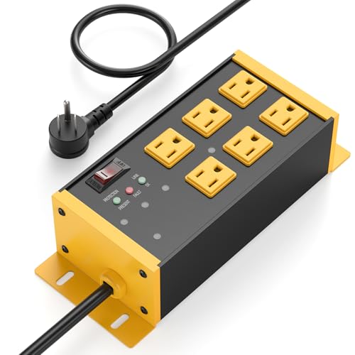 JUNNUJ Heavy Duty Surge Protector 6 Outlets 4800J, 6FT Cord