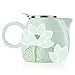 Tea Forte Pugg 24oz Ceramic Teapot with Tea Infuser, Loose Leaf Steeping For Two, Lotus