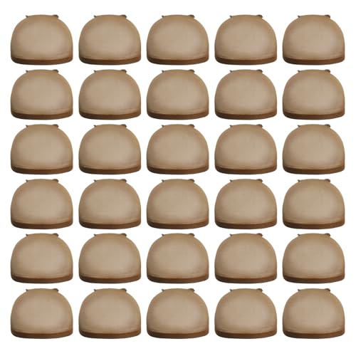 TUONYIS 30 Piezas Redecilla Pelo, Gorra de Peluca de Nailon, Casquillos Peluca Elástico y Transpirable, Gorro Redecilla, Unisex Casquillo de la Peluca, para Usar Pelucas Larga y Corta (Marrón)