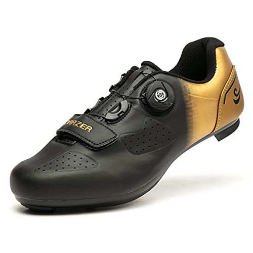 Cycling Shoes Women Road Cycling Peloton Shoes Men Comfortable Breathable Outdoor and Indoor Bike Sneaker Spin Shoes Quick Release and Closure Compatible SPD & Look ARC Delta Black/Golden Cycling Shoes Women Road Cycling Peloton Shoes Men Comfortable Breathable Outdoor and Indoor Bike Sneaker Spin Shoes Quick Release and Closure Compatible SPD & Look ARC Delta Black/Golden