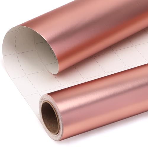 Ribbli Rose Gold Metallic Wrapping Paper Matte Rose Gold Solid Color Paper Perfect for Birthday Christmas Baby Shower Wedding Valentines Day- 17Inch x 394Inch(33Feet)