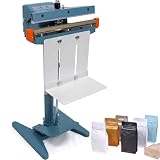 HADECOLL Selladora de Pedal por Impulso, máquina de Doble Sellado térmico para Bolsas de plástico, selladora Industrial de Bolsas con Temporizador Digital, Doble Calentamiento - 800 mm
