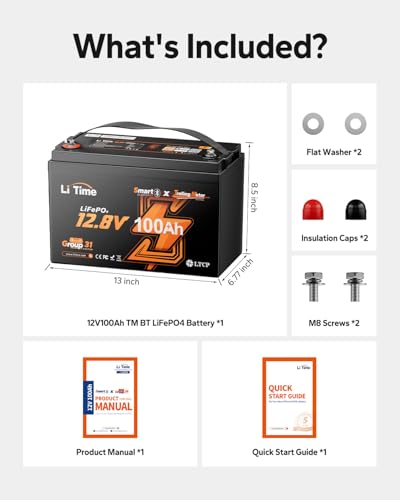 Image of Litime 12V 100Ah Trolling Motors LiFePO4 Battery (Group 31), 12 Volt Bluetooth Lithium Batteries, Max. 15000 Deep Cycles, 100A BMS, Low-Temp Protection for Marine, Boat, Yacht, RV, Solar (4-Pack)
