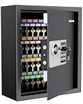 Uniclife 70 Position Key Cabinet with Combination & Key Lock Wall Mounted Key Organizer Resettable Black Digital Security Key Safe with Keypad Lock Adjustable Racks Colorful Key Tags & Permanent Pen