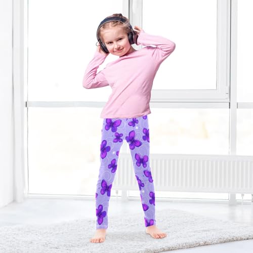 Girls' Leggings Butterfly Purple Kids Yoga Tights Pants 1 Pack 23032354