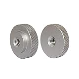 2 Pack 25mm Large Knurled Edge 1/4'-20 Female Thumb Wheel Lock Nut Adapter (Silver)