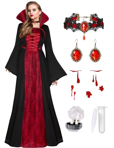 Vampire Costume for Women with teeth Accessories Gothic Vampire D...