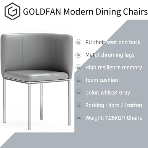 GOLDFAN Square Dining Table and Chairs Set 4 Modern Kitchen Home Office Table and PU Leather ArmChairs with Chrome Legs Space Saving Table Set 100CM/White 4 GOLDFAN Square Dining Table and Chairs Set 4 Modern Kitchen Home Office Table and PU Leather ArmChairs with Chrome Legs Space Saving Table Set 100CM/White - Image 4