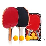 【Premium Tischtennisschläger】Der Griff des Tischtennisschlägers besteht aus schweißabsorbierendem Holz und die Oberfläche ist poliert, um den Griffkomfort zu erhöhen. Alle Holzböden aus hochwertigem Holz, gute Elastizität, gleichmäßige Kraft.