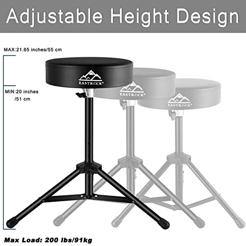 Image of EASTROCK Drum Throne,Padded Drum Seat Drumming Stools with Anti-Slip Feet for Adults and Kids Drummers (Black Upgrade)