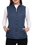 Allegra K Día de San Patricio Chaleco Acolchado Ligero Con Cremallera Y Cuello Alto Para Mujer Azul oscuro M