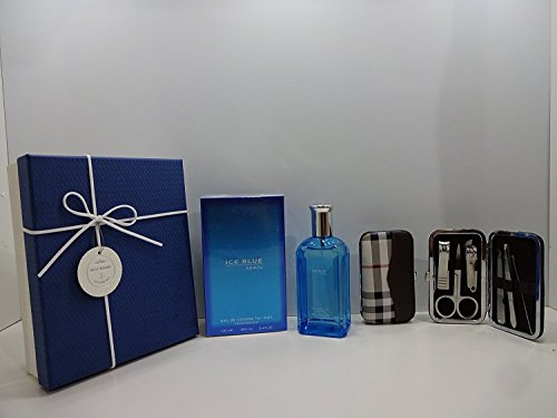 Luxury Gift Box For Men, Ice Blue Man Eau de toilette 100ml Perfume For Men + 7cs Stainless Steel Nail Care Personal Manicure Kit In Gift Box