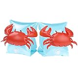 HeySplash Inflatable Arm Bands for Kids, Floatation Sleeves Floats Tube Water Wings Swimming Arm Floats Cute, Crabby Blue