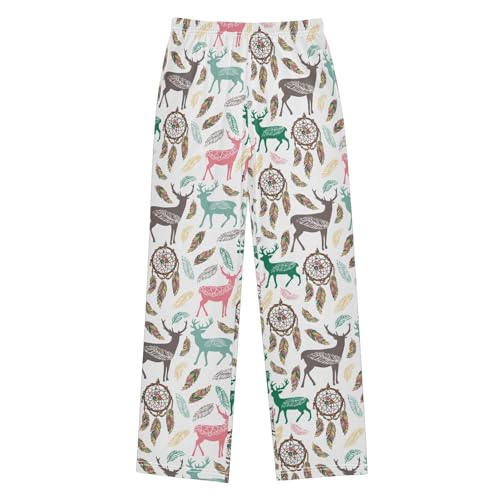 ZZXXB Deer Dream Catcher Boys Long Pants Soft Trousers Elastic Waist Kids Lounge Bottoms with Pockets S-XL
