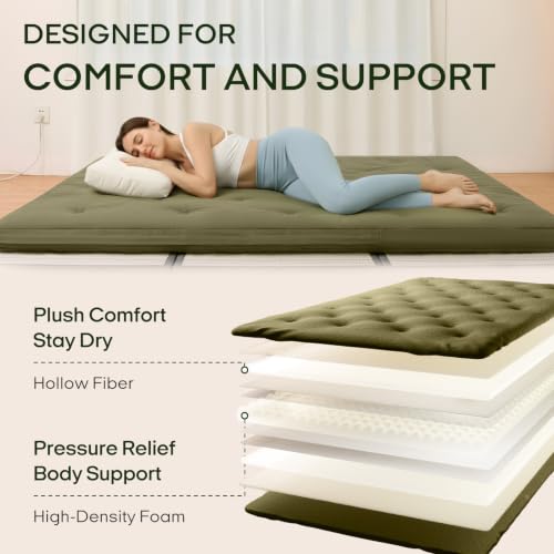 Image of ZonLi Japanese Floor Futon Mattress 100% Cotton Cover Foldable Portable