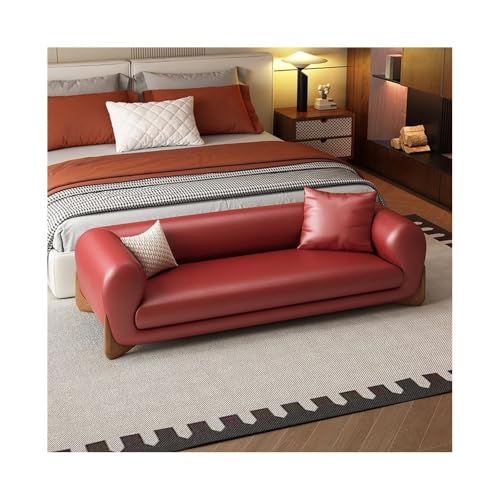 Pie de Cama Taburete de cabecera de cama, banco de sofá de cuero ligero de lujo, banco de cabecera for dormitorio, sofá, tienda de ropa, guardarropa, taburete de noche Banco para Cama(Red,Grande)