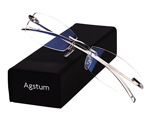 Image of Agstum Pure Titanium Rimless Glasses Prescription Eyeglasses Rx (Silver