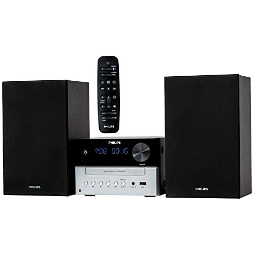 Philips Sistema estéreo Bluetooth para casa com leitor de CD, MP3, USB, entrada de áudio, rádio FM,
