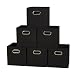 Household Essentials 80-1 Foldable Fabric Storage Bins | Set Of 6 Cubby Cubes With Handles | Black