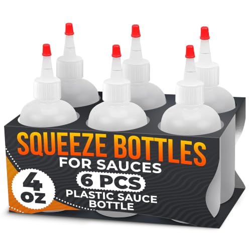BURIUS 6-Pack Squeeze Bottles for Liquids 4 oz