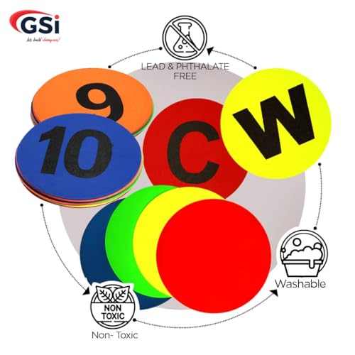 Image of GSi Spot Markers - Non-Slip Non-Toxic Poly Spots - Floor Markers for PE, Sports & Classroom Activities