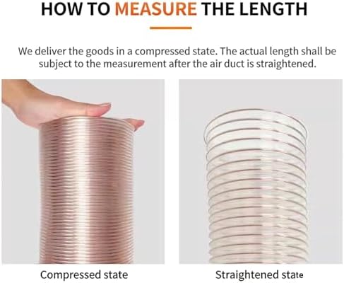 Flexible PU Dust Collection Hose for Woodworking, 5m (16.4ft) Heavy-Duty Shop Vacuum Replacement, 110mm (4.3in) Diameter with Steel Wire Reinforcement