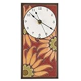 Modern Artisans Sunflower Fiesta Mini Ceramic Art Wall Clock, 3.75' x 7.75' | Colorful, Floral, and Handmade | Red Yellow
