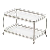 InterDesign York Lyra Double Vanity Cosmetics and Make Up Organizer Tray, Satin/Clear