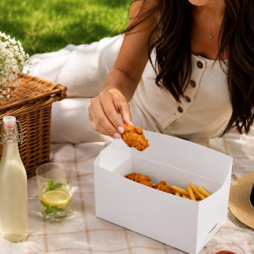 Image of Restaurantware Take Out Lunch Box 400 Count 8.86 x 4.88 x 3.07 Inches Paper Disposable Container Recyclable Food Box Greaseproof Spill-Resistant White
