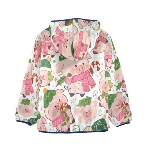 Cute Pigs with Winter Accessories Toddler Fleece Jacket Girl Boys Hooded Fleece Jacket Coat Warm Outwear Zip-up 3-10T2