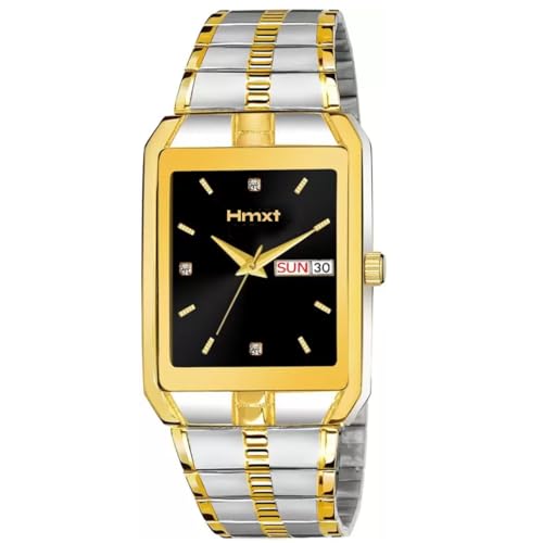 Image of HMXT-102 Gold Silver Dual Tone Day Date Series Men's Analog Watch