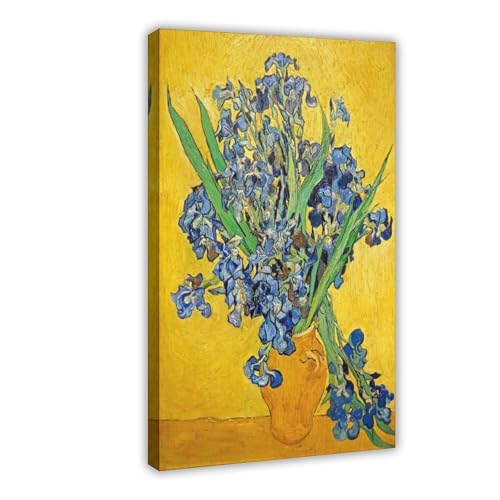 Impression sur toile Van Gogh Iris de qualité premium avec cadre en bois