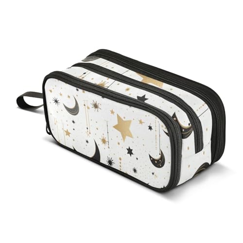 astuccio e con stelle a mezzaluna grande capacità per ragazzi e ragazze a 3 scomparti per studenti cancelleria per scuola ufficio lav Eleganti elegante oro nero