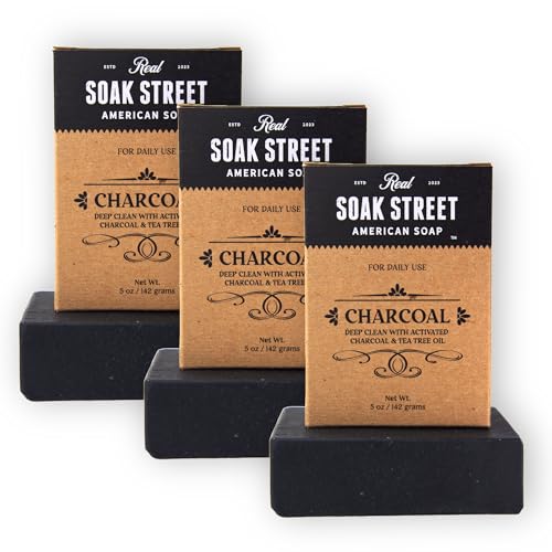 Real American Soap with Activated Charcoal & Tea Tree Oil (3 Pack) – Long-Lasting, Moisturizing Natural Bar Soap with Grass Fed Tallow, Gentle Conditioning Lard, & Coconut Oil – Daily Use image 4