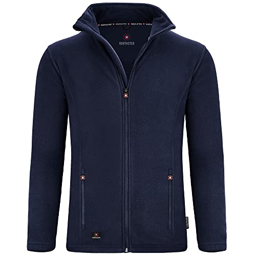 Northster Herren Fleecejacke Fleece Zipper Männer Outdoorjacke Outdoor Übergangsjacke Wanderjacke Sweatshirtjacke Arbeitsjacke Jacke warm leicht sportlich weich kuschelig blau blaue N979 XL