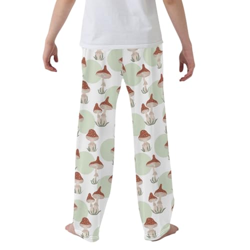 CaTaKu Boys Mushrooms Polka Dots Pants for Boys Girls Wide Leg Sweatpants Kids Long Bottoms with Pockets Size 6-14Y2