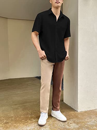 Image of DHRUVI TRENDZ Men's Poly Cotton Slim Fit Casual Shirt|Stylish Printed Formal|Half Sleeve Solid Shirt