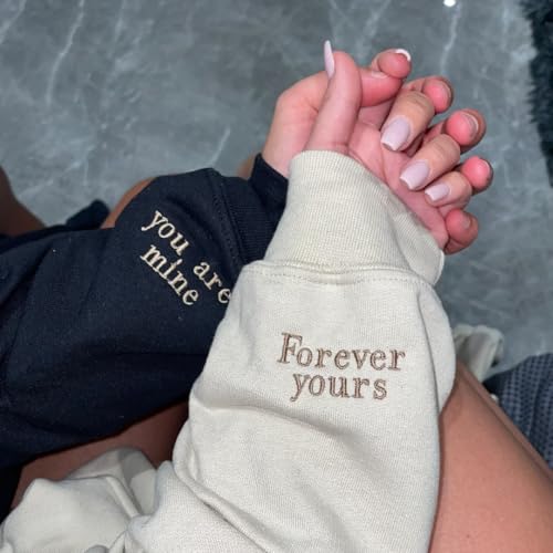 Custom Embroidered Couple Hoodies Holding Hands Sweatshirt Custom Gift for Him Her Personalized Couple Gift Sand4