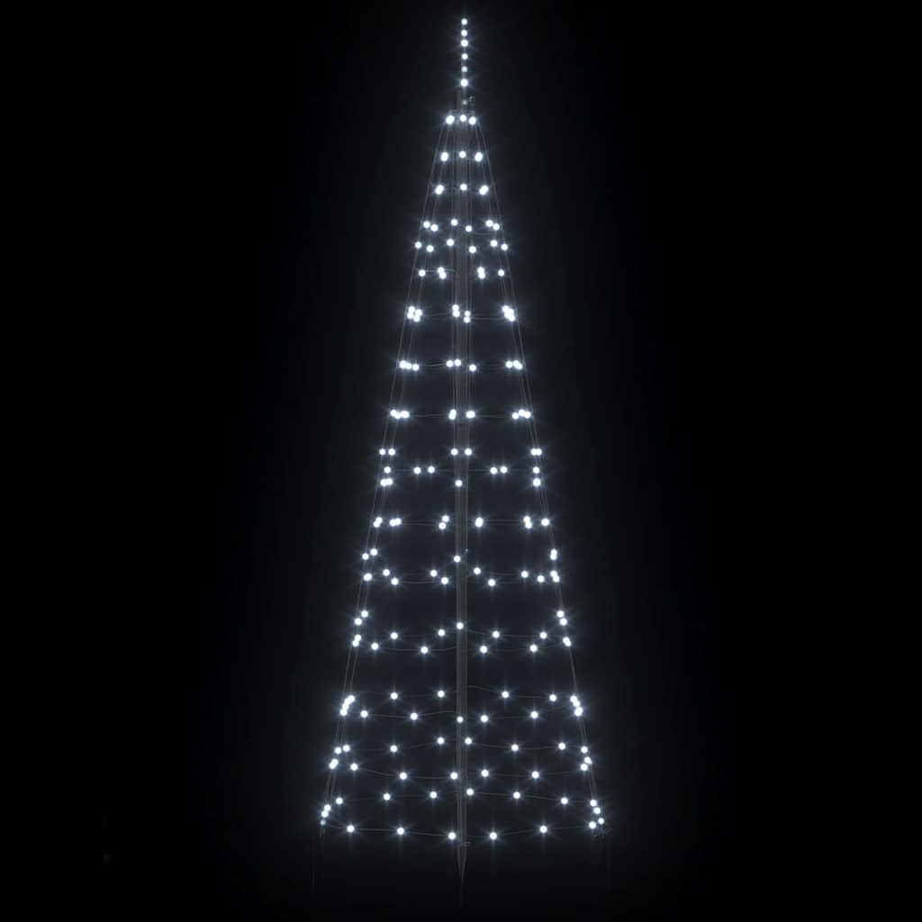 Générique Arbre de Noël LED 250 cm avec Piquets au Sol Blanc Froid Économiseur d'Énergie Fer Robust Usage Intérieur et Extérieur Ambiance Festive pour Salon et Jardin