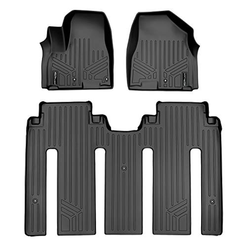 SMARTLINER Custom Fit Floor Mats 2 Row Liner Set Black for 2015-2021 Kia Sedona 7 Passenger Model Only
