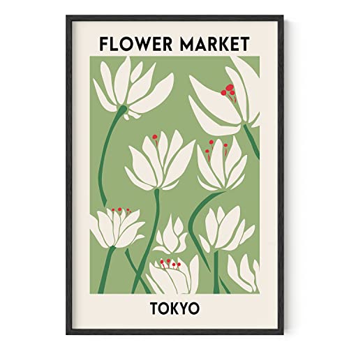 HAUS AND HUES Flower Market Poster, Botanical Floral Wall Art,