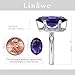 Linawe Silver Amethyst Purple Cubic Zirconia Rings for Women, Oval Imitation Diamond Adjustable Ring, Prom Jewelry Costume, Birthstone Gemstone Crystal Rhinestone Oval Chunky Rings
