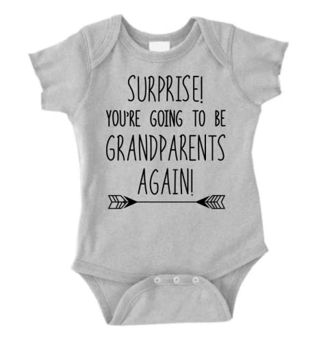 Pregnancy Announcement for Grandparents Size 0-3 Months: Your Going to Be Grandparents Again Baby Announcement for Family Grey 0-6