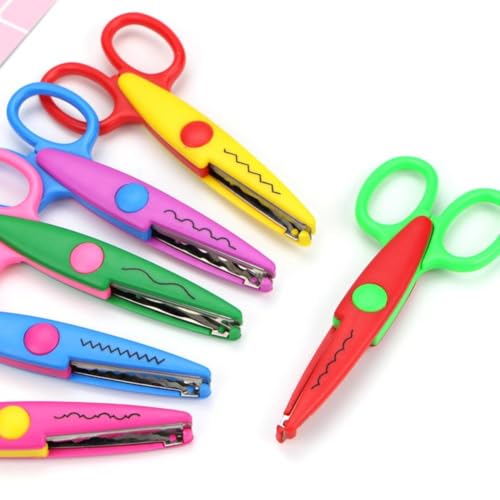 6-Pcs Colorful Scissor Set, 5.12-inch Craft Scissors for Art Class, Stainless Steel Blades with ABS Plastic Handles, Safe Ergonomic DIY Art Cutting Tools for Scrapbook School Card Making & Crafts - Image 6