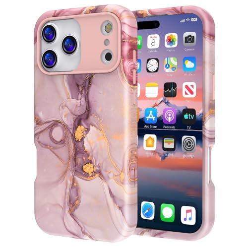 Coque iPhone 17 Pro Max marbre violet or triple couche antichoc