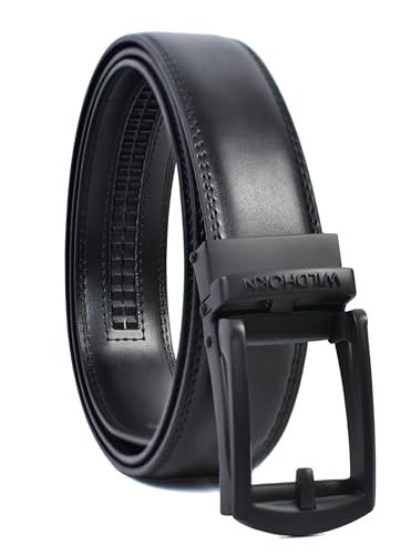 Image of WildHorn Men's Leather Belt Gift Set | Genuine Leather belt Strap with 2 Interchangeable Buckles | Formal & Casual Wear Adjustable Belt | Automatic lock leather belt for men
