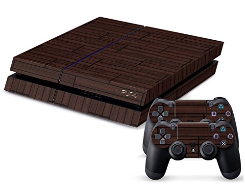 Gaminger Playstation 4 - Kit de Skins (Fundas Adhesivas) para Consola + 2 mandos de Control  Wood Style 3