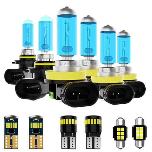 Image of Headlight Bulbs + Interior Light Kit + License Plate Lights Fit For Honda CR-V 2015-2016, High Low Beam Fog Light Bulb Combo, Super Bright 5500K High Performance Halogen Light Bulbs, 12PCS
