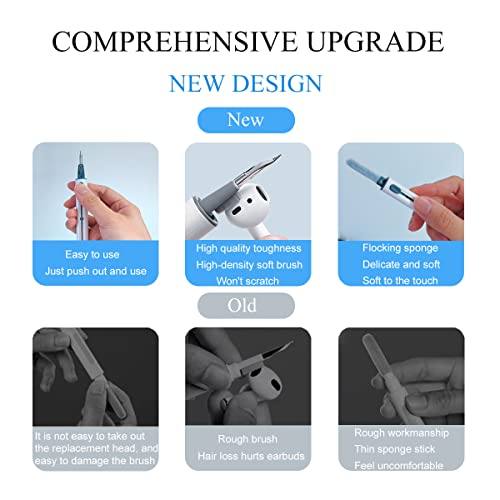 2 Pcs Cleaner Pen Kit For Airpod, Carereal 2022 Earbuds Cleaning Pen With Flocking Sponge/Soft Brush/Metal Tip 3 In 1 Compact Portable Multifunctional Headphone Cleaning Kit Tool(2 White) #TOP2